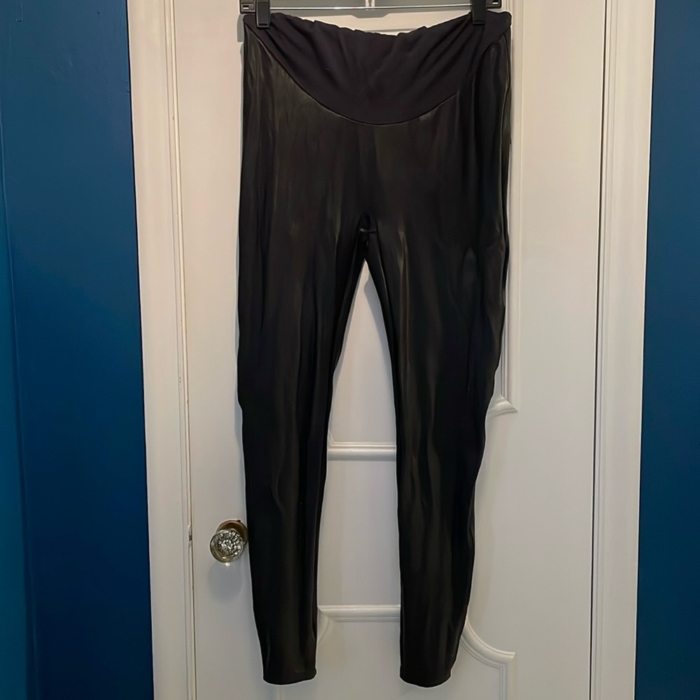 Spanx faux leather maternity leggings